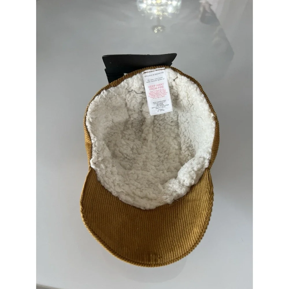 ADVENTURE Corduroy‎ Toddler Hat One Size Brown Cap Sherpa Like Lining